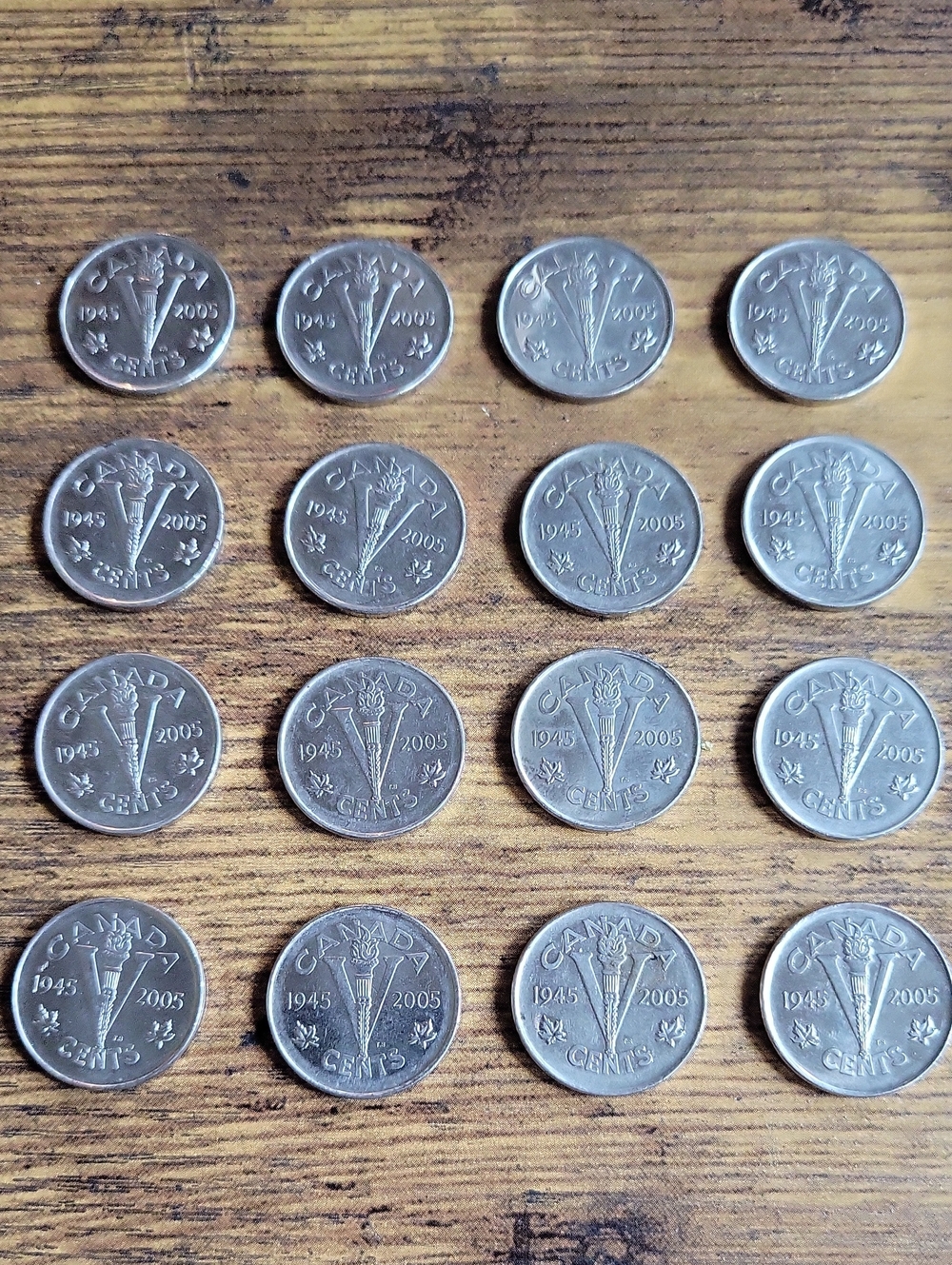 2005 Canada 5 Cent Commemorative Victory Coins - 1945-2005 (Lot of 16)